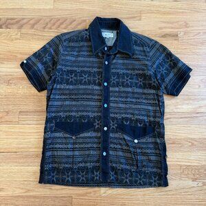 Or Glory Japan Embroidered Skull Short Sleeve Button Up Small